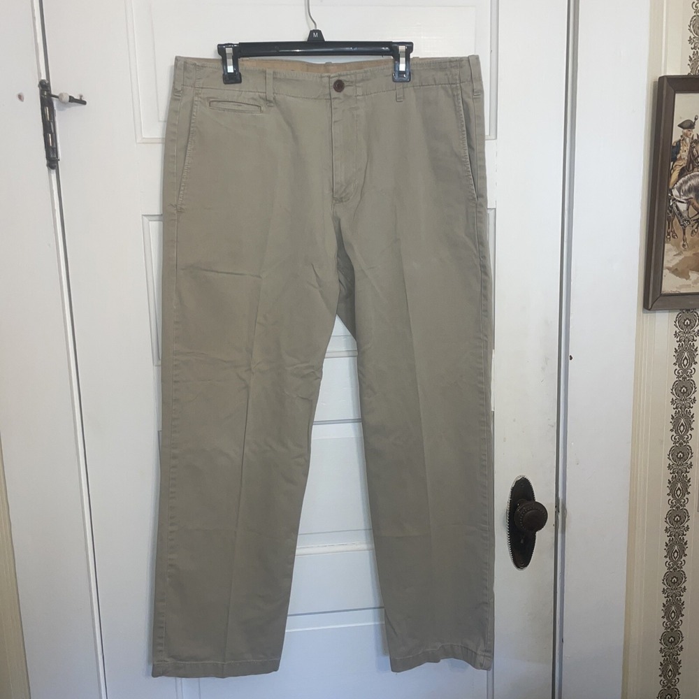 Gap Khakis 'Lived In' Men's Straight Fit Sz 36X30 Beige Flat Front Pants